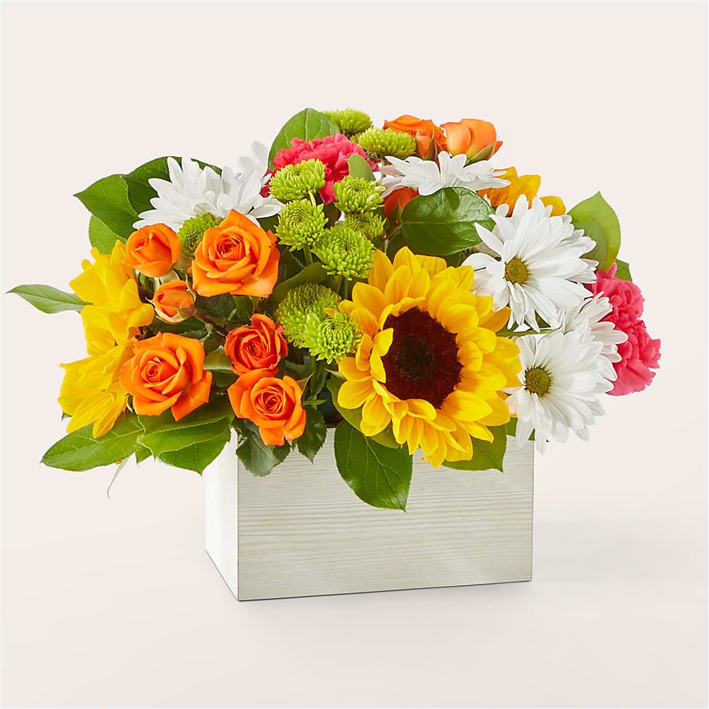 Sun-drenched Blooms Box Bouquet – Joyce Florist Of Dallas Inc, Dallas TX