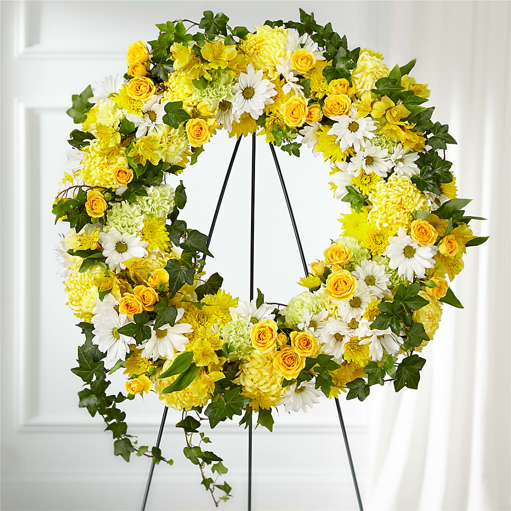 Golden Remembrance Wreath – Joyce Florist Of Dallas Inc, Dallas TX