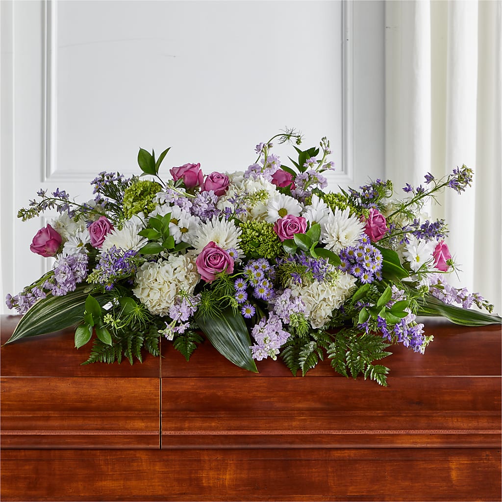 Meadows of Serenity Casket Spray – Joyce Florist Of Dallas Inc, Dallas TX